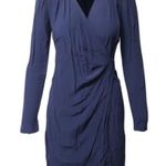 Maje ✨HP✨Renie V-neck Long-sleeve Wrap In Navy Blue Viscose Short Casual Dress✨ Photo 2