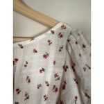 American Eagle White Floral Puff Sleeve Tie Neck Smocked Peasant Top M Boho Photo 3