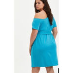 Torrid Teal French Terry Off The Shoulder T-Shirt Dress Size 4 Photo 1