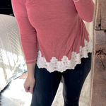 Rewind  Long Sleeve Top with Lace Hem size small Photo 0