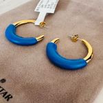 Alexis Bittar Retro Memphis 14K Yellow Goldplated Half-Hoop Earrings, Blue, NWT Photo 11