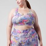 Athleta - Solace Bra D-DD Renewed Bloom Chrome Blue Yoga Pilates Barre Workout Photo 1