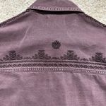 Dear John  Purple/Maroon Denim Button-Up Jacket with Embroidered Aztec Details Photo 6