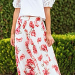 Southern Grace  White Blossoms Short Puff Sleeve Blouse Cottage Coastal Chic Photo 0