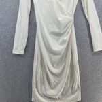 SheIn Women's Surplice Sweater Dress Solid White Ribbed Medium Long Sleeve Photo 12