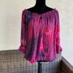 Bisou Bisou ‎ Womens Blouse S Maternity Blouson Off Shoulder Top Red Purple NEW Photo 3