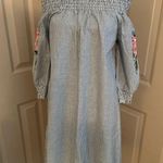 Mlle Gabrielle  Off The Shoulder Striped Dress w/Floral Embroidery Sleeve Detail. Photo 0