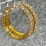 Dress Up Gold Tone Hoop Rhinestone Pierced Post Earrings Women Sparkle Shine  Photo 2