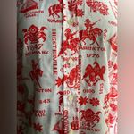 Vintage 70s Ship ‘n Shore historical US landmark long sleeve blouse, size medium Red Photo 1