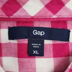Gap  Gingham Button-Up Shirt Cotton Hot Pink and White Checkered Top Blouse XL Photo 1