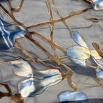 Vintage Floral Sheer Scarf in Blue and White Photo 5