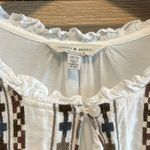 Lucky Brand Poplin Woven Embroidered Peasant Top Blouse, M Photo 2
