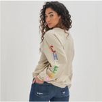 Aerie Oversized Down to Earth 'Cheers' Crew Sweatshirt Cream Womens XXL Photo 1