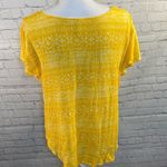Xhilaration  Blouse Boho Crochet Trimmed Yellow w White-XL Photo 2