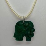Handmade Cream Wax Green Elephant Necklace Photo 3
