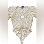 White Birch White Sequin Bodysuit Size L Puff Sleeve V Neck Holiday Party Fairy Photo 7