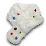 Halara NEW Womens White Faux Fur Button Scarf Winter Warm Snuggly One Size Photo 0