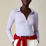 J.Crew NWT Flawed Frosty Blue Refined Rib Long Sleeve Collared Polo Shirt L Photo 0