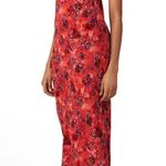IRO Kaya Printed Crepe de Chine Midi Dress Coral Red Floral Print EU 36 / US 4 Photo 1