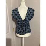 Maeve  Navy Blue Jacquard Sleeveless Blouse Photo 5