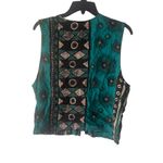 Ali Miles Women's Size 12 Large Aztec‎ Western Tribal V Neck Button Up Top Green Photo 4