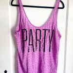PINK - Victoria's Secret PINK Victoria’s Secret VS Party Sequin Graphic Lettering Purple Workout Tank L Photo 4