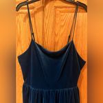 Urban Outfitters Emmabella Blue Velvet Straight-Neck Wide Leg Jumpsuit Sz Medium Photo 5