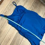 Becca  Turquoise Blue One Shoulder Swim Dress Plus Size 1X Photo 8