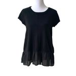 Verve Ami  Black Knit Top Peplum Blouse Ruffle Hem Size Small Photo 6