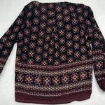 Harlowe $ Graham Harlowe & Graham Black with Red, Tan, White Regal Print Long Sleeve Blouse Sz XS Photo 7