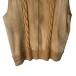 Designers Studio Vintage Size Small Western Leather Tan Cable Knit Vest Brown Photo 2