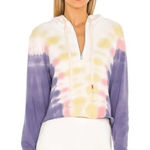 Wildfox Edelweiss Wash Tie-Dye Hadley Half-Zip Crop Hoodie Photo 0