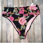 Shade & Shore  Floral Tie Black Bikini Bottoms •S •New Without Tag Photo 1