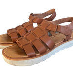 Madewell  FISHERMAN SANDAL BROWN LEATHER PLATFORM SIZE 8‎ 1/2. Photo 0