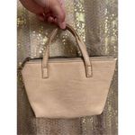 Free People Small Beige Tan Faux Leather Tote Bag Flawed Used Photo 1