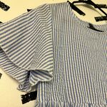 SheIn  Striped Ruffle Hem Blouse Photo 2