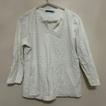 J. McLaughlin  Long Sleeve Shirt Size Large Cream Quilted Top Preppy Classic City Photo 0
