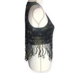 MINKPINK Black Grey Tie-Dye Fringe Tank Top Photo 1