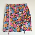 Nasty Gal NWT Tropical Hawaiian Floral Ruched Bodycon Mini Skirt Size 8 Photo 3