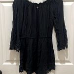 all about eve Black Long Bell Sleeve Wide Neck Crochet Detail Romper Size M Photo 1