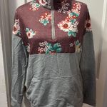 Unbranded Burgundy Floral and Gray Quarter Zip Sweatshirt in S Photo 0