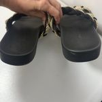 Rachel Zoe Black Gold Metallic Braided Slides Sandals Dressy Casual Chic 8.5M Size 8.5 Photo 2