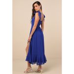 Lulus NWT  Summer Invite Royal Blue Tie-Strap Tiered Midi Dress Wedding Gala XXL Photo 2