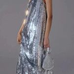 Anthropologie Maeve One-Shoulder Silver Sequin Formal Dress Size Small S NWT Photo 4