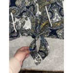 Magaschoni Linen Floral Button Up Size Large Button Tie Front Photo 4