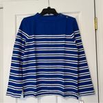 Talbots blue white stripe mock neck long sleeve shirt medium Photo 1