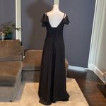 Women’s Black Full Length Cold Shoulder Chiffon Formal Dress Leg Slit Size 8 Photo 5