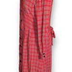 Vintage JBS Shirtdress Red Black Double Breasted Plaid Velvet Collar Midi Red Size 10 Photo 2