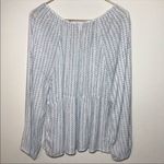 Old Navy ✨  White Blue Printed Tassel Tie Long Sleeve Top✨ Photo 6