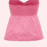 SheIn Pink Strapless Crochet Crop Top Photo 1